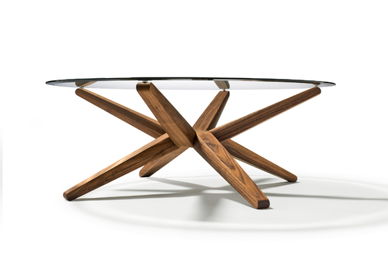 China Mobília home moderna da madeira maciça redonda severo superior de vidro da mesa de centro do metal fornecedor