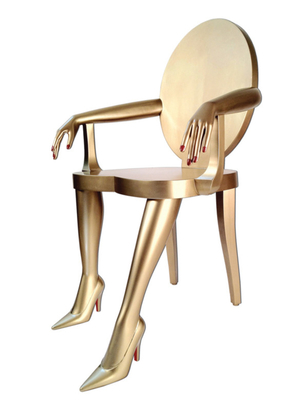 China Cadeira dourada do braço da fibra de vidro do Titi com uma mão brilhante do revestimento da folha de ouro cinzelada fornecedor