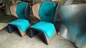 Cadeira azul do braço da fibra de vidro do gênero de  com borda de couro colorida fornecedor
