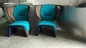 Cadeira azul do braço da fibra de vidro do gênero de  com borda de couro colorida fornecedor